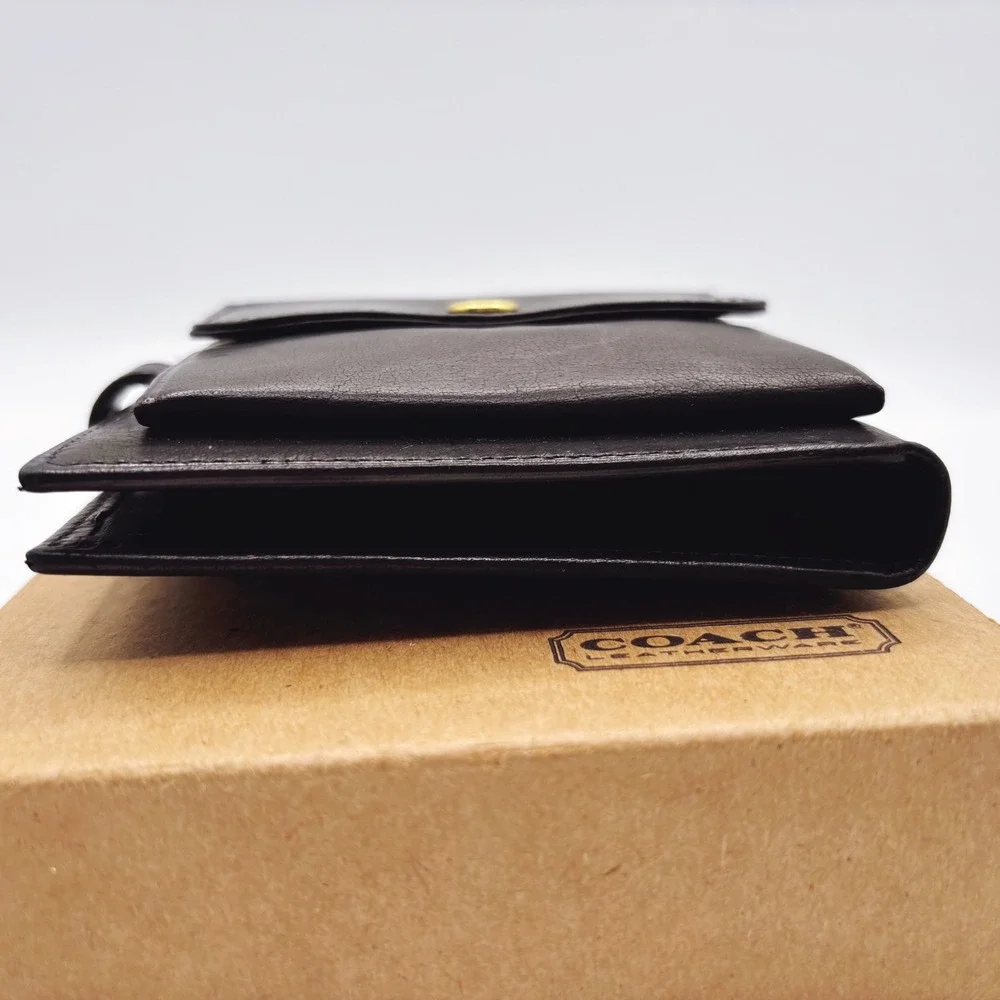 NEW Vintage Coach 4785‎ Black Water Buffalo Leather Bifold Coin Wallet DEADSTOCK